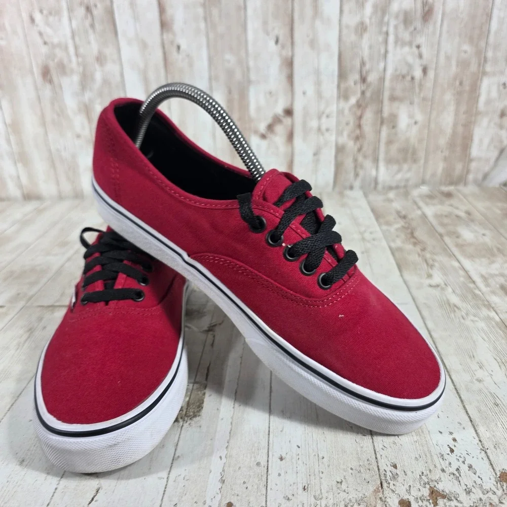 Vans‎ Authentic Rumba Red Canvas Low Top Skate Shoes Womens 10.5 Mens 9.0